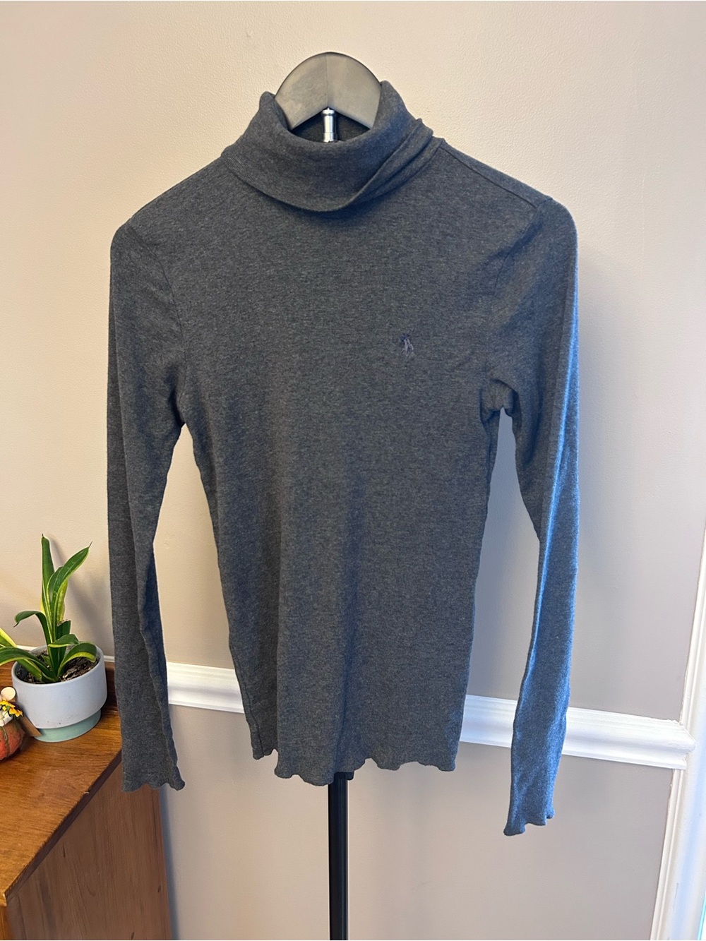Ralph Lauren Charcoal Gray Slim Turtleneck Sweater